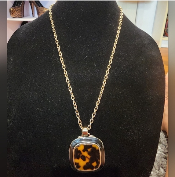 Banana Republic Gold Chain with Tortoiseshell Pendant - Picture 2 of 11